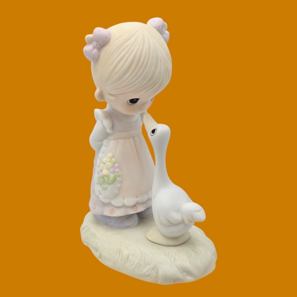 Vintage Precious Moments Make A Joyful Noise Figurine Goose Girl E-1374/G Signed - Picture 1 of 10